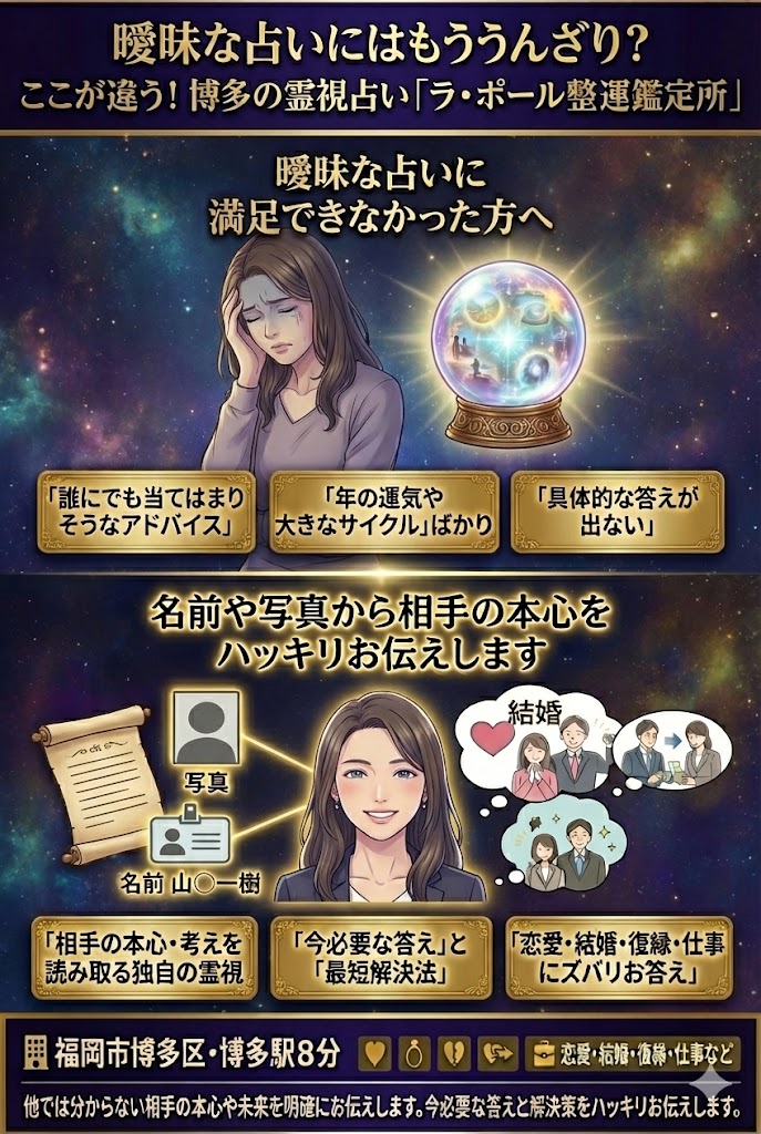 福岡は博多駅から8分 ラ・ポール整運鑑定所の占い特徴